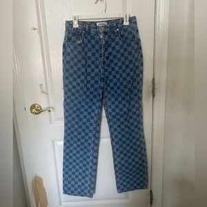 checkered straight leg